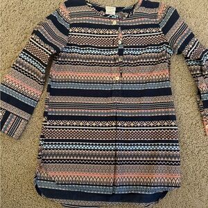 Crewcuts Navy and Pink Geometric Shirt/shirt dress  for kids, 4-5Y